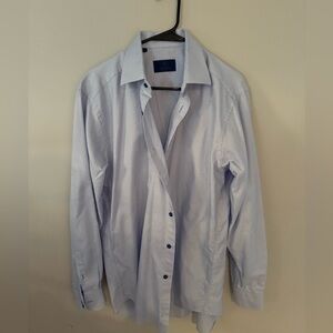 David Donahue Men’s Dress Shirt 16 34/35 – Blue Mini Grid Pattern – EUC
